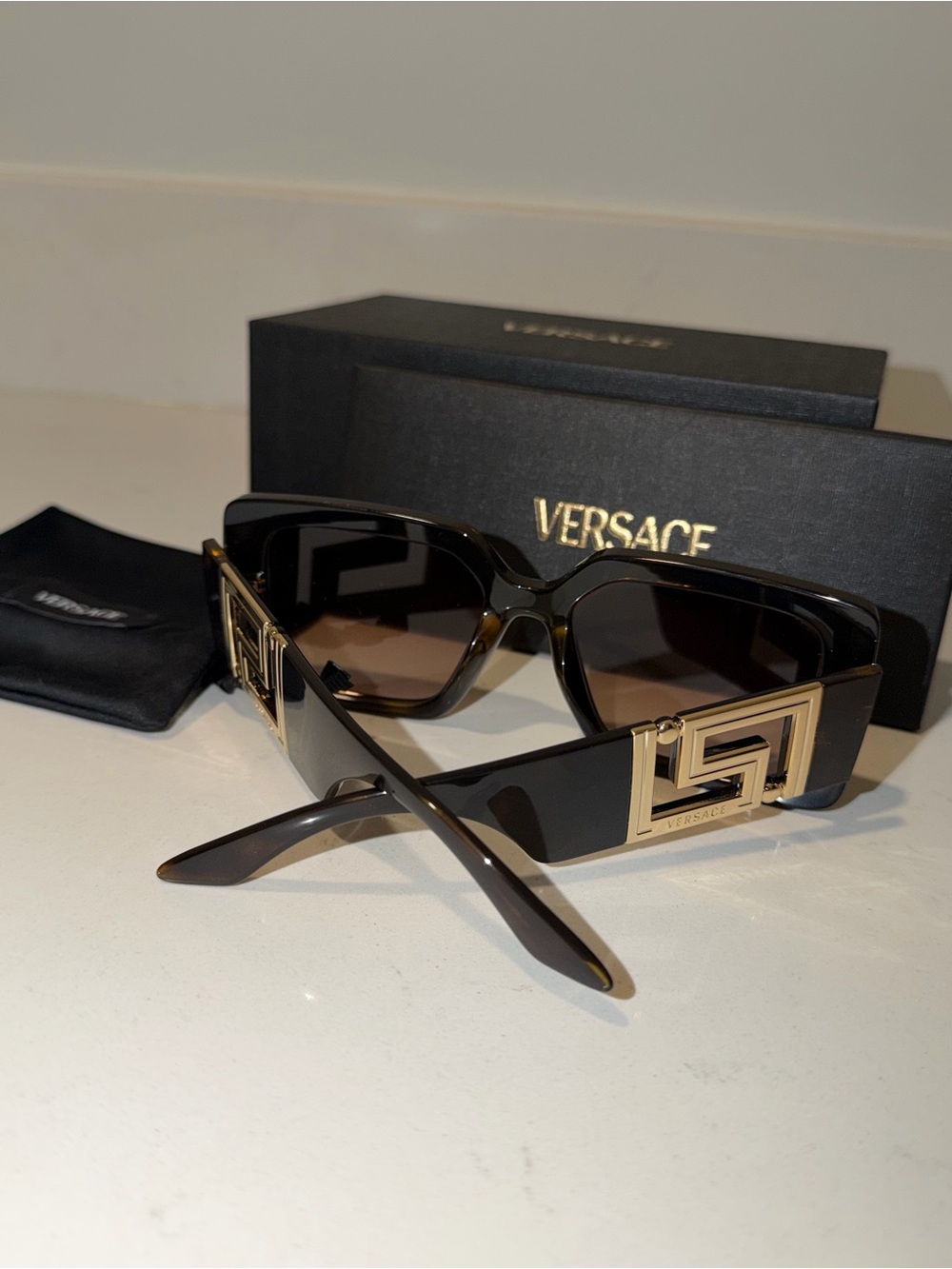 Versace Havana Frame Sunglasses with Brown Lenses